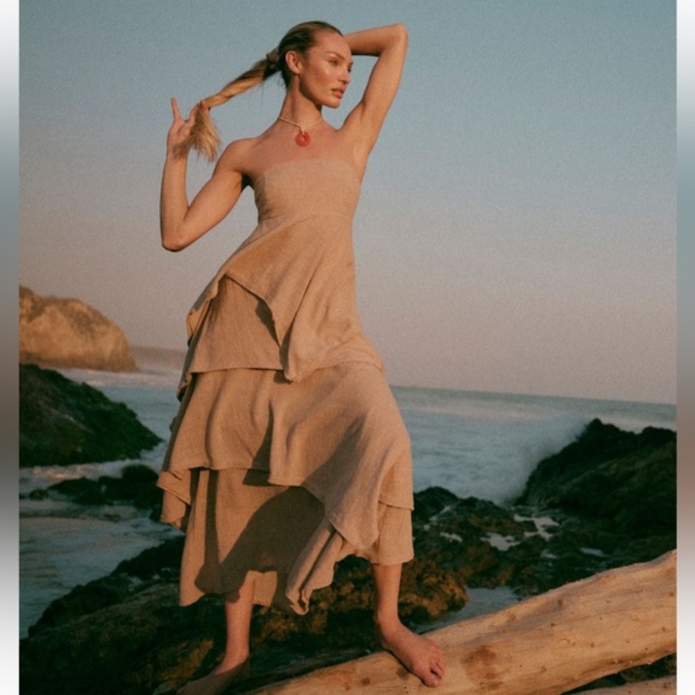 4/$50 NWT Free People Seraina maxi dress in Mushroom bloom (tan) p2p 20”